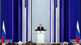 Waldimir Putin bei seiner Rede zur Lage der Nation im Jahr 2023