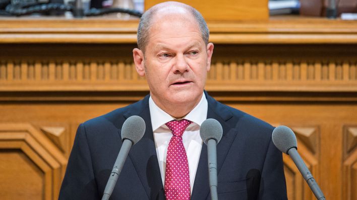 Hamburgs erster Bürgermeister Olaf Scholz (SPD) während seiner Regierungserklärung vor der Bürgerschaft