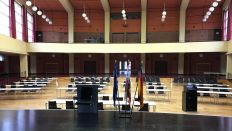 Historische Aula des Max Taut-Oberstufenzentrums Berlin, Blick von der Bühne in den Zuschauerraum Historische Aula des Max Taut-Oberstufenzentrums Berlin, Blick von der Bühne in den Zuschauerraum
