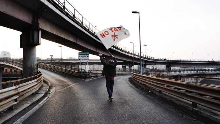 NO TAV - Protest auf der Autobahn A1 bei Tiburtina