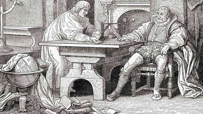 Historischer Stich: Astronom Johannes Kepler mit Rudolf II. (Bild: imago images/Design Pics) Historischer Stich: Astronom Johannes Kepler mit Rudolf II. (Bild: imago images/Design Pics)