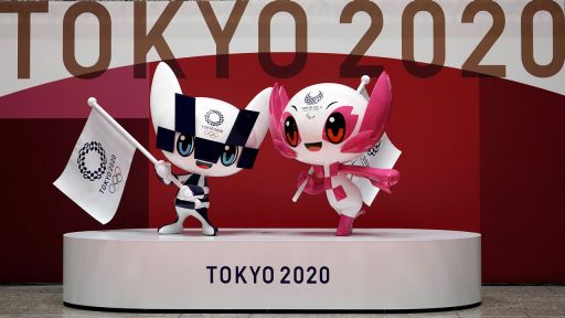 Die Maskottchen der Olympischen Sommerspiele in Tokio Miraitowa and Someity (Bild: IMAGO / Xinhua)