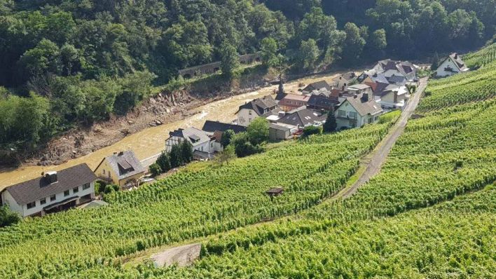 Reimerzhoven nach der Flut - nur über den Weinberg zu erreichen (Bild: rbb/Gabriele Heuser)