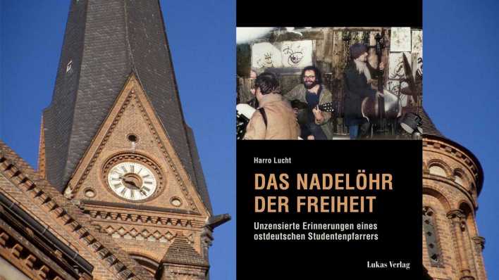 Ausschnitt Immanuelkiche und Buchcover "Das Nadelöhr der Freiheit" von Harro Lucht (Bild: imago images/Lukas Verlag)