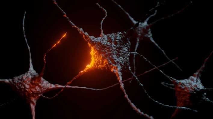 Neuronen mit roten Entzündungen