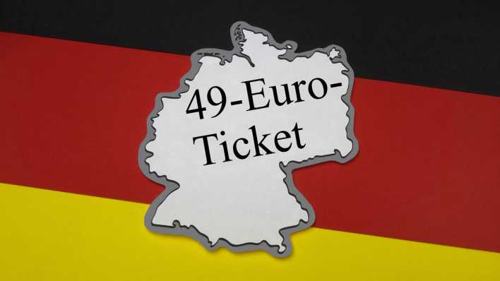 Deutschlandumriss und 49-Euro-Ticket