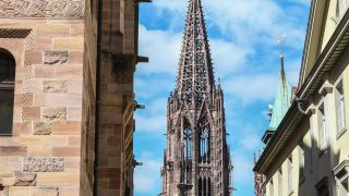 Erzbischoefliches Ordinariats, Muensterturm und Priesterseminar (re) in Freiburg