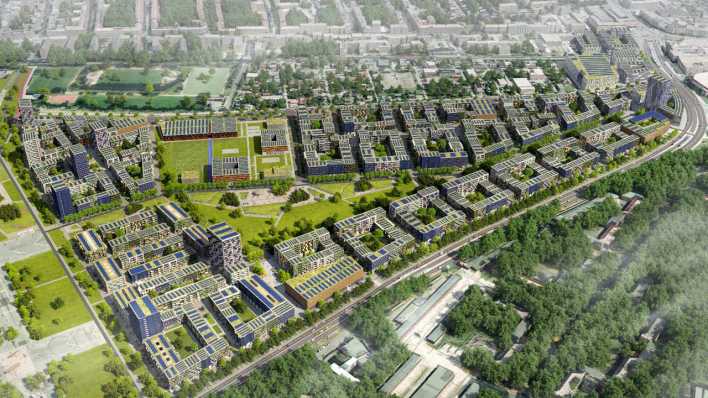 Visualisierung des geplanten Schumacher Quartier