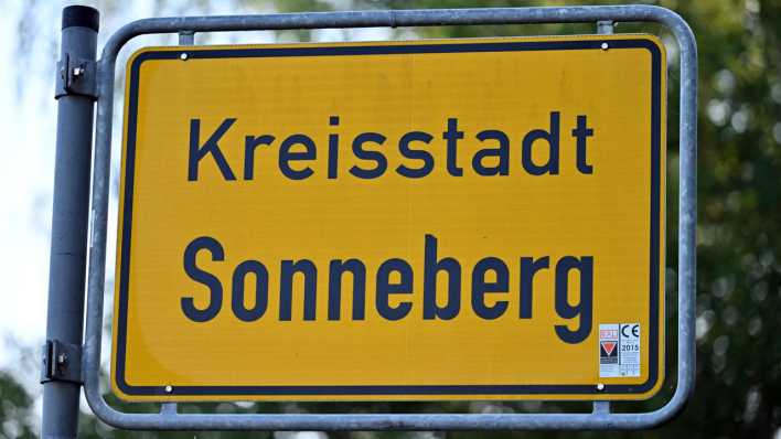 Ortsschild der Stadt Sonneberg (Thüringen)