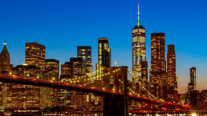 Blick auf die Brooklyn Bridge und die Skyline von Manhattan in New York (Foto: imago images / Wirestock)