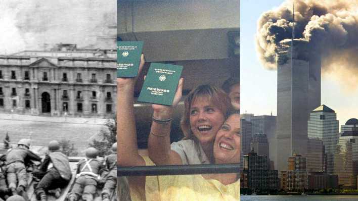 Collage: Historische Ereignisse an einem 11. September in Chile, Ungarn, USA (Bild: dpa)