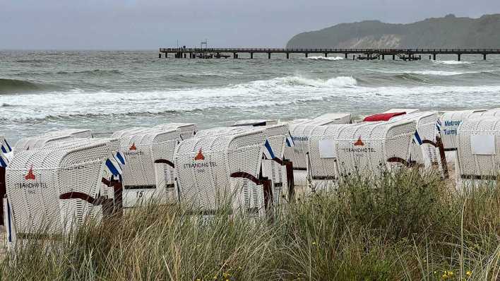 Regenwetter und Sturm auf der Insel Rügen in Mecklenburg Vorpommern.