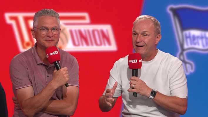 Christian Beeck und Axel Kruse bei der Aufzeichnung des rbb-Podcasts Haupstadtderby (Quelle: rbb) Christian Beeck und Axel Kruse bei der Aufzeichnung des rbb-Podcasts Haupstadtderby (Quelle: rbb)