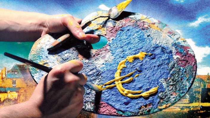Farbpalette mit Euro-Zeichen (Bild: picture alliance / PhotoAlto)