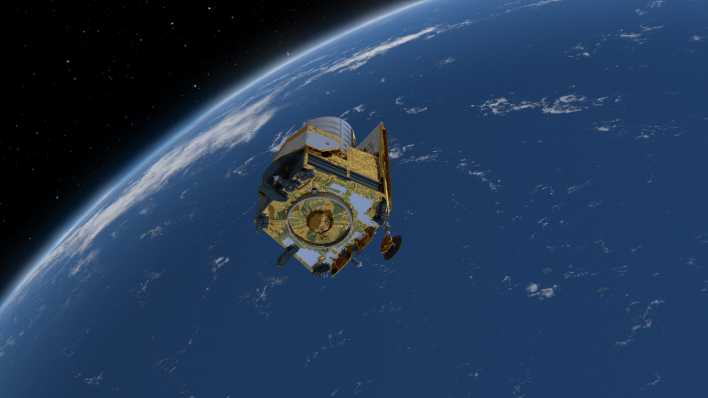Ein Computergeneriertes Bild des Weltraumteleskops "Euclid" (Bild: picture alliance/dpa/ESA/PA Media)