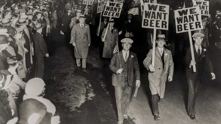 Demonstration von Gewerkschaftlern gegen die Prohibition in Newark, New Jersey