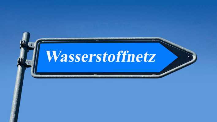Wegweiser mit Wasserstoffnetz