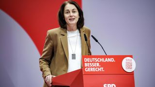 Katarina Barley spricht beim Bundesparteitag der SPD in Berlin