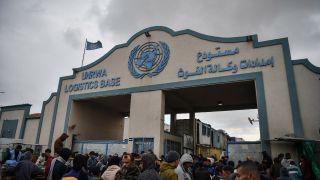 Die logistische Basis des UNRW in Rafah im Dzember 23