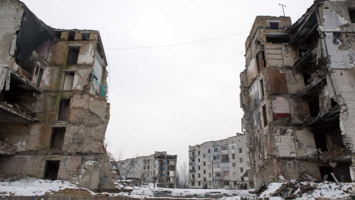 Zerstörte Gebäude in Borojanka nahe Kiew.