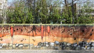 Angemalte Betonmauer in Friedrichshain