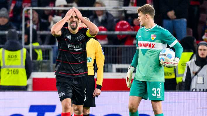 Union Berlins Rani Khedira reagiert unzufrieden bei Spiel in Stuttgart (Bild: dpa/ Tom Weller)