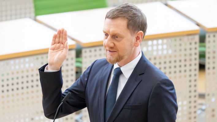 Michael Kretschmer (CDU) nach seiner Wahl zum Ministerpräsidenten Sachsens