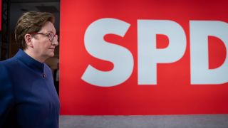 Bundesbauministerin Klara Geywitz bei der Wahlparty der SPD zur Bundestagswahl 2025