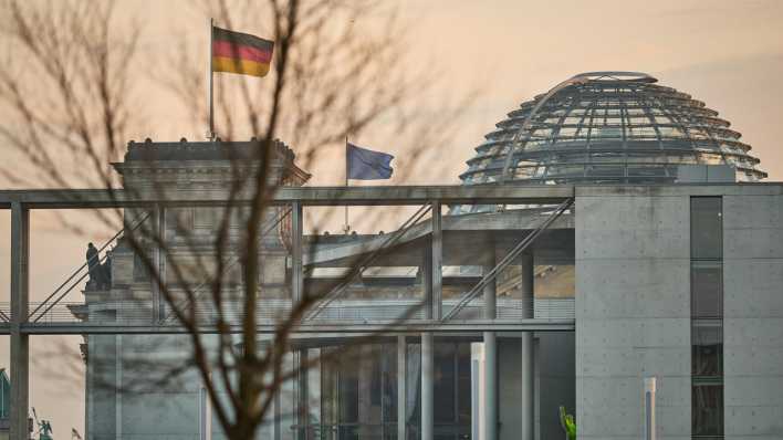 Bundestag bei Sonnenuntergang