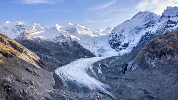 Blick auf den Morteratschgletscher in der Schweiz (Foto: imago images / Imagebroker)