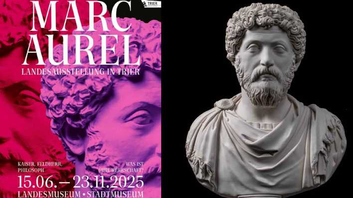 Plakat zur Landesausstellung "Marc Aurel"/Porträt Marc Aurel (Bild: GDKE/Rheinisches Landesmuseum Trier, Studio edgar kandratian/Thomas Zühmer)