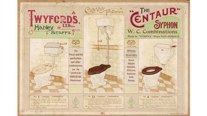 historische Toiletten-Werbung "Twyford's 'Centaur' siphon closets" (Bild: picture-alliance / Mary Evans Picture Library)