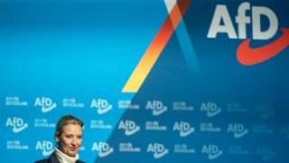 Die AfD-Vorsitzende Alice Weidel bei einem Wahlkampfauftritt (Bild: picture alliance/HMB Media/Marco Bader)