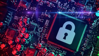 Computerchip mit Schloss-Symbol