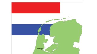 Die Umrisse der Niederlande und die niederländische Flagge (Bild: Colourbox)