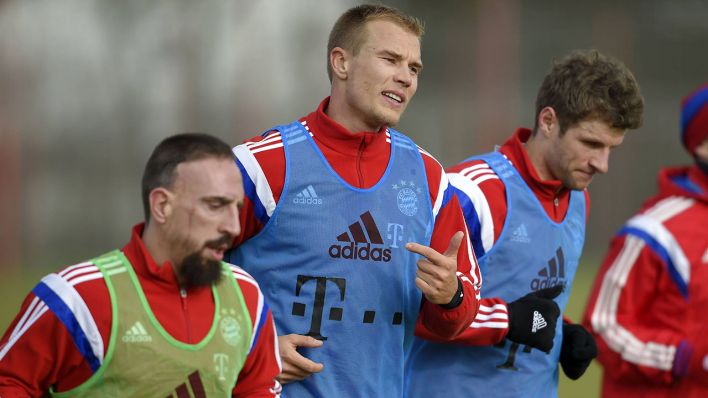Ribery (l), Badstuber und Müller (r) im Training (Bild: dpa)
