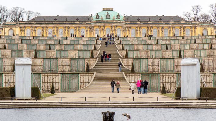Südseite von Schloss Sanssouci in Potsdam am 21. Februar 2015 (Quelle: dpa)