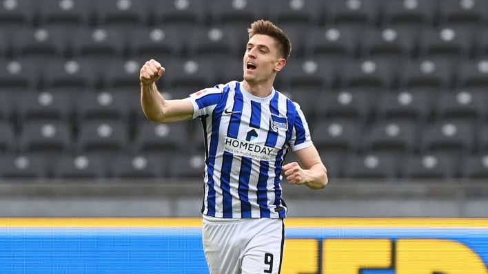 Hertha-Spieler Piatek jubelt (Foto: imago images / Matthias Koch)